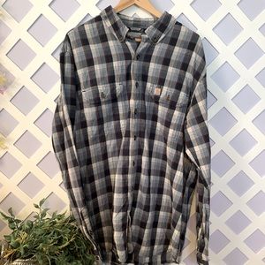Carhartt Plaid Relaxed Fit Cotton Button Down Long Sleeve Shirt XLT